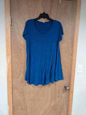 Popana Royal Blue V-Neck Short Sleeve Top